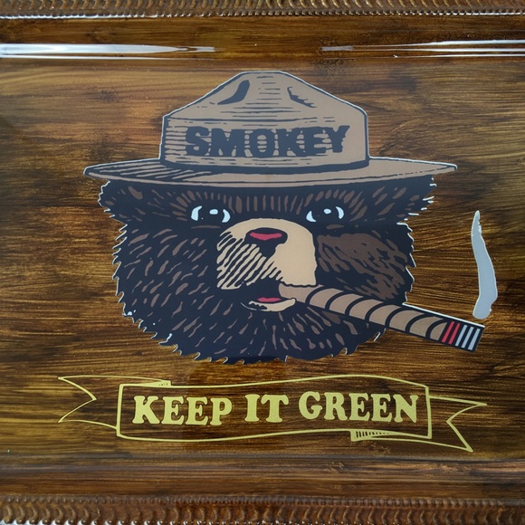 Custom Wood Grain Smokey The Bear Rolling Tray - Picture 3 of 4